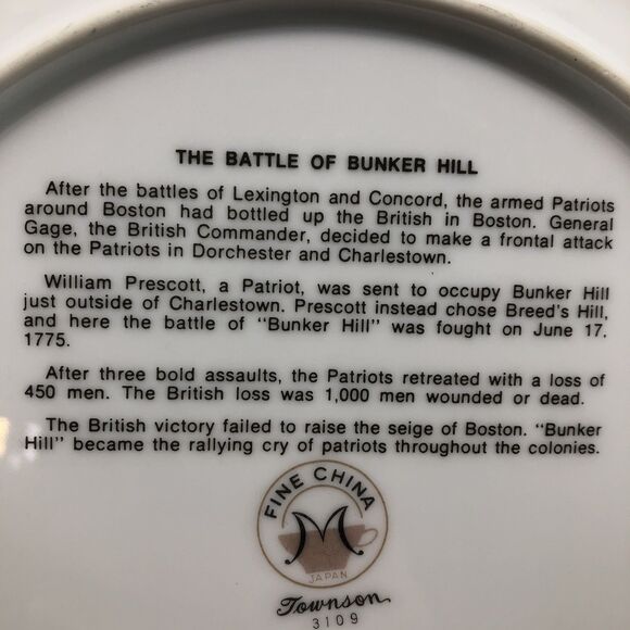COLLECTOR'S BATTLE OF BUNKERHILL BICENTENNIAL PLATE 1776-1976 FAMOUS ARTWORK - Picture 4 of 6